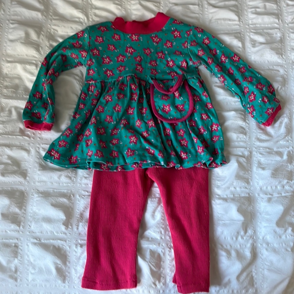 Vintage Polly Flinders Set, Long Sleeve Floral Top and Pants, 4T, 90s Kids